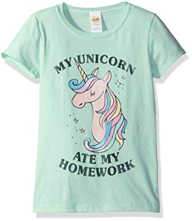Lost Gods Girls' Unicorn Ate My Homework Graphic T-Shirt