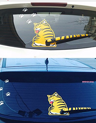 Rear Wiper 3D Cat Sticker Car Auto Window Windshield DIY Decoration Cute Animal Stickers Moving Cat Tail Sticker Cover Lovely Kit Car Decal Stickers