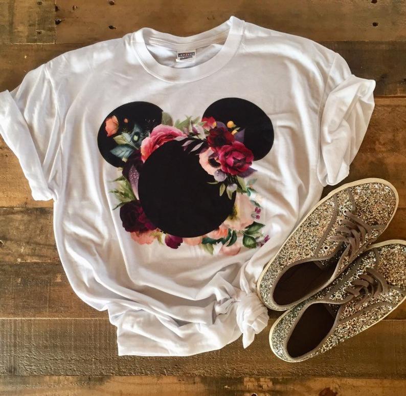 Unique Etsy Disney shirt with floral design 