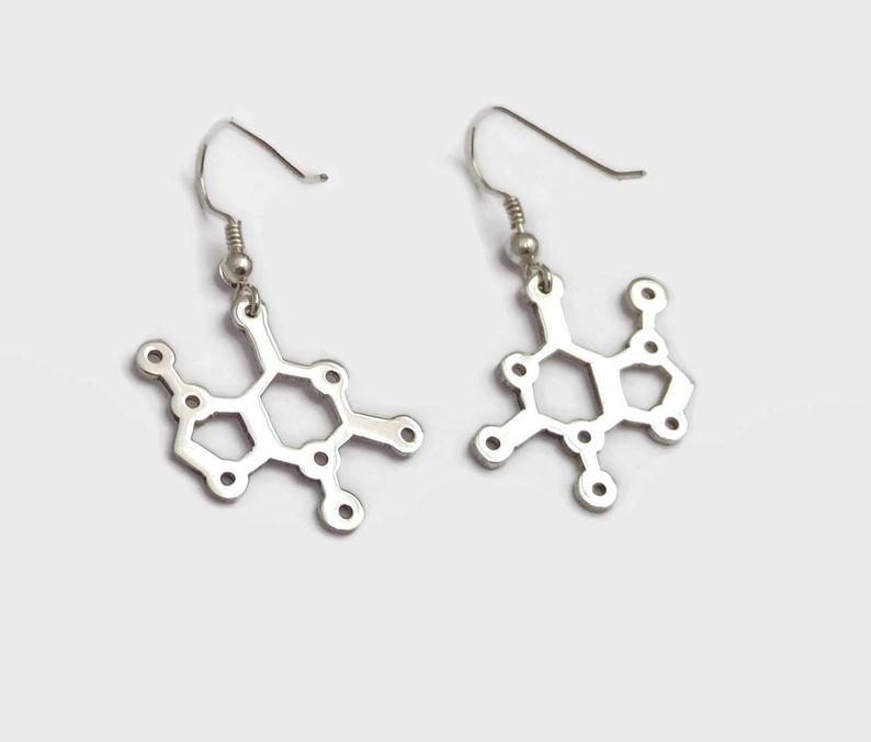 Sterling Silver Chocolate Molecule Earrings on etsy