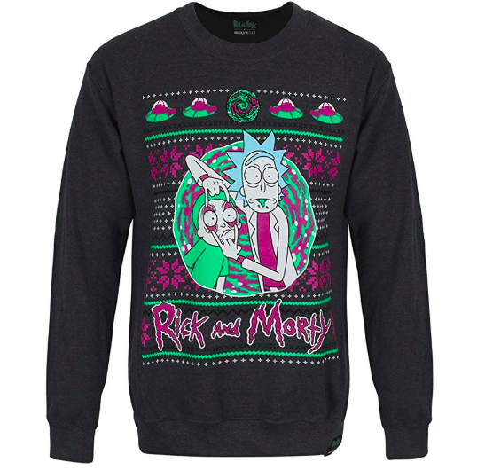black rick and morty christmas sweater 