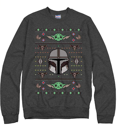 gray star wars baby yoda ugly Christmas sweater