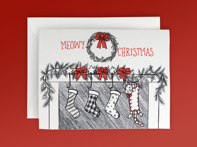 funny cat Christmas card