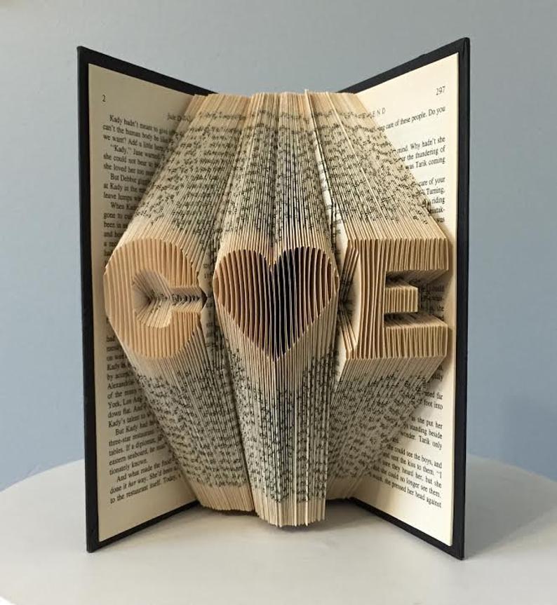 book folded art for valentine's day 