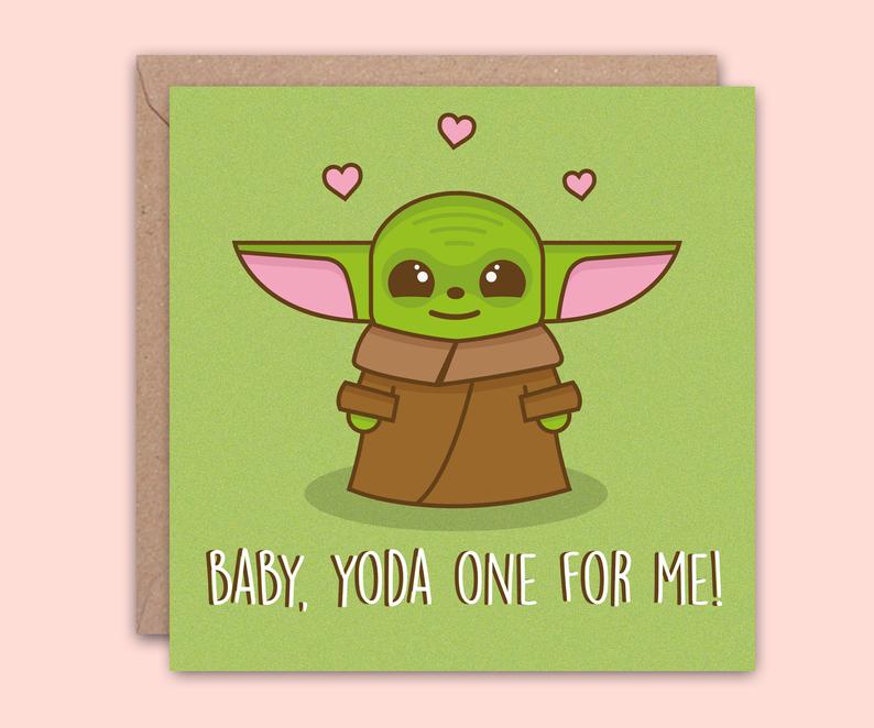 cute baby yoda valentine's day card 