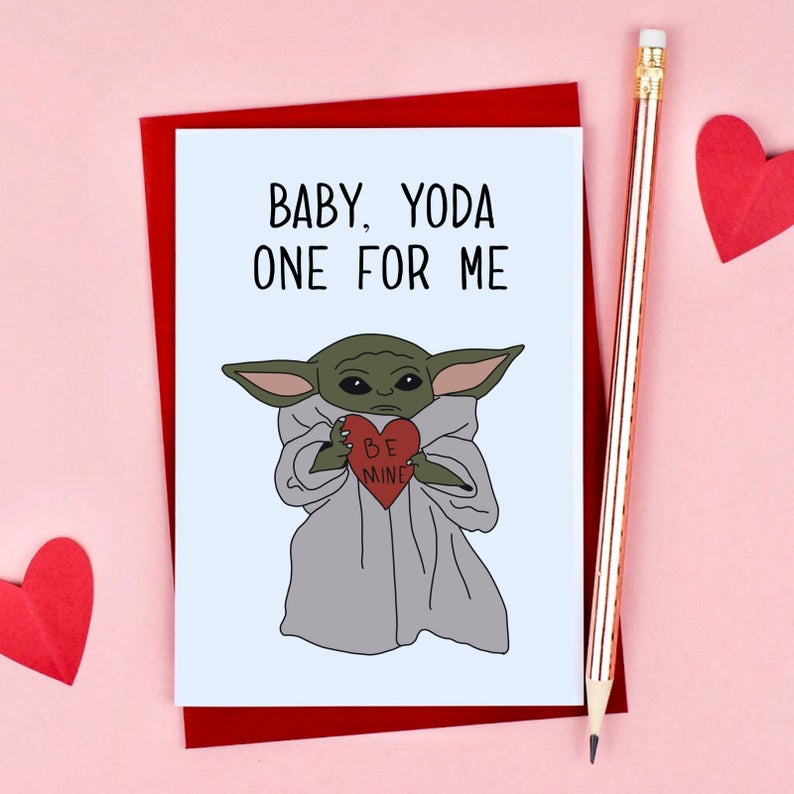 romantic baby yoda valentines day card
