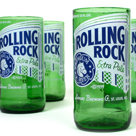 rolling rock beer bottle glasses