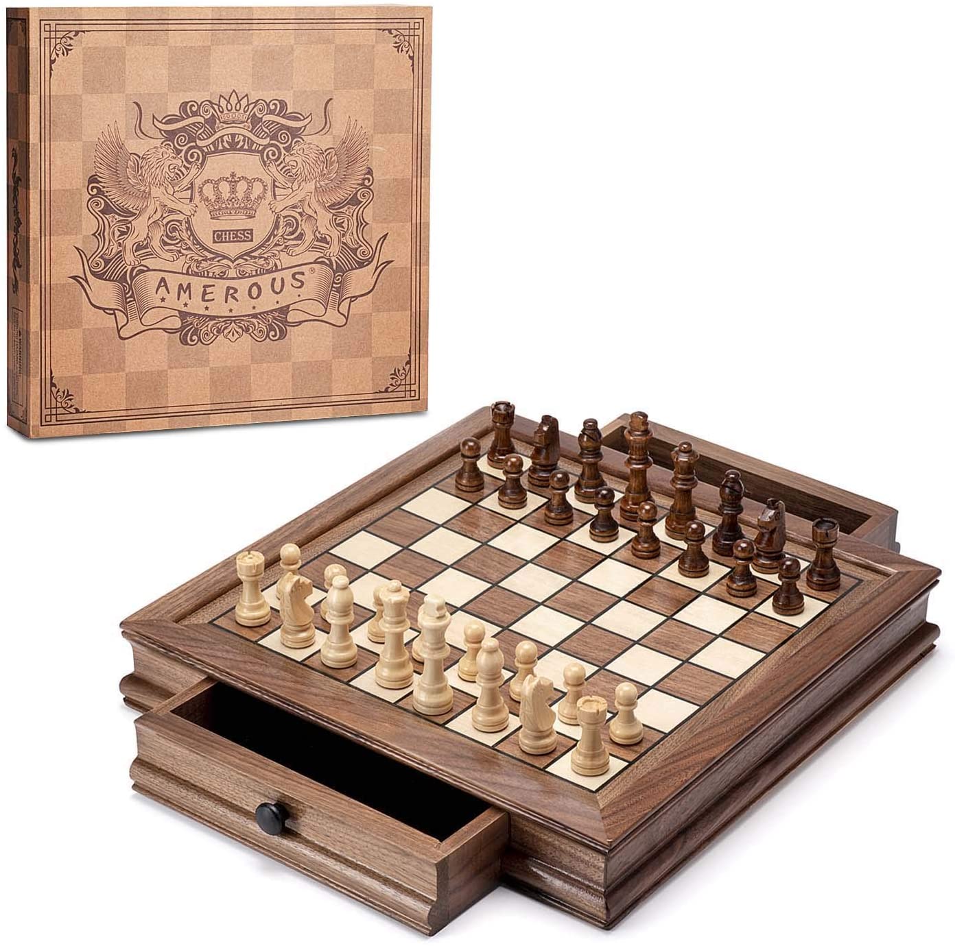 Amerous Magnetic Wooden Chess Set X Chess Board Game With