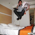 jumping on hotel beds