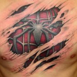 comic book tattoo spiderman chest