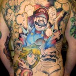 video game tattoo super mario back