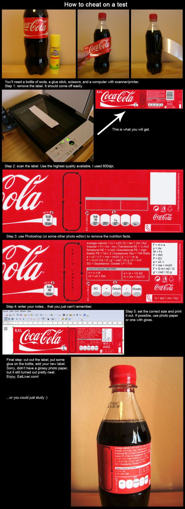 how to cheat on a test with a coke bottle