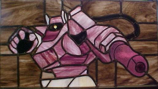 stained glass optimus prime