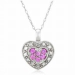 Diamond and Pink Sapphire Heart-Shaped Pendant