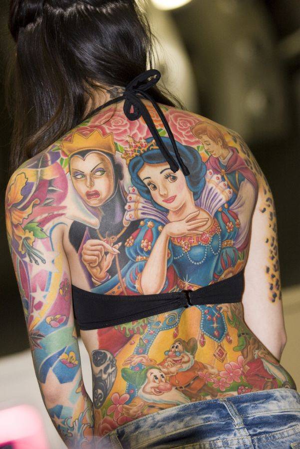 snow white and the seven dwarfs back tattoo