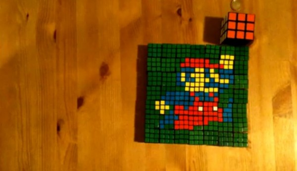 Mario made out of Rubik's Cubes