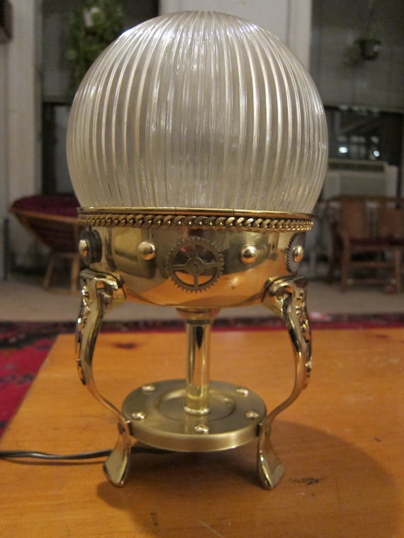 steampunk globe table lamp