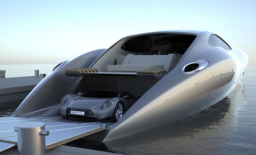 super yacht and car