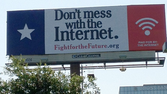 "Don't mess with the Internet" billboard