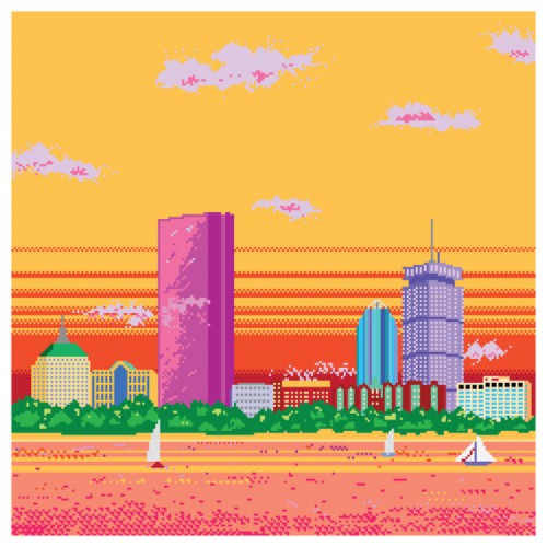 8-bit Boston Skyline Pixel Art Print by Miles Donovan image