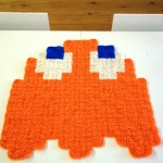 Pac-Man Orange Ghost Crochet Blanket by AtomicBits