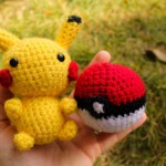 Pikachu and Pokéball crochet dolls