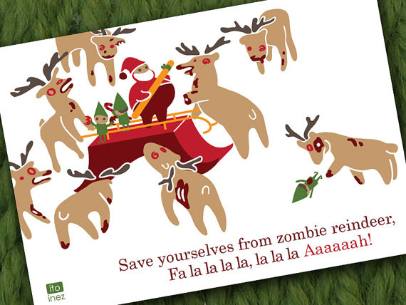 Zombie Reindeer Christmas Card