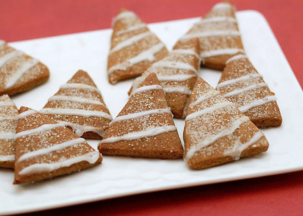 Frosty Gingerbread Tree Cookies with Lemon Icing