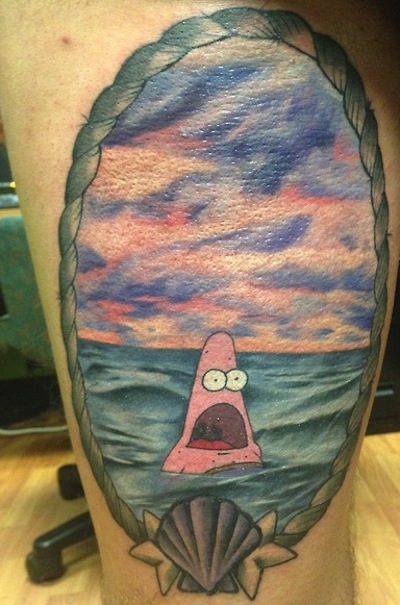 Surprised Patrick tattoo