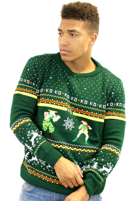 geeky Street Fighter Guile Vs. Cammy Christmas Sweater