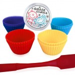 Snack Cozies Silicone Baking Cups and Spatula Bakeware Supplies Combo (12 count) 4 colors