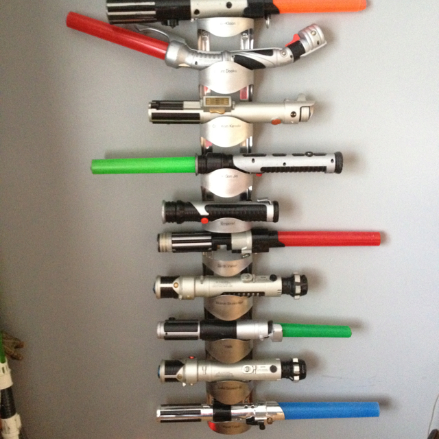 ikea geeky star wars hack Ikea wine racks light saber holders