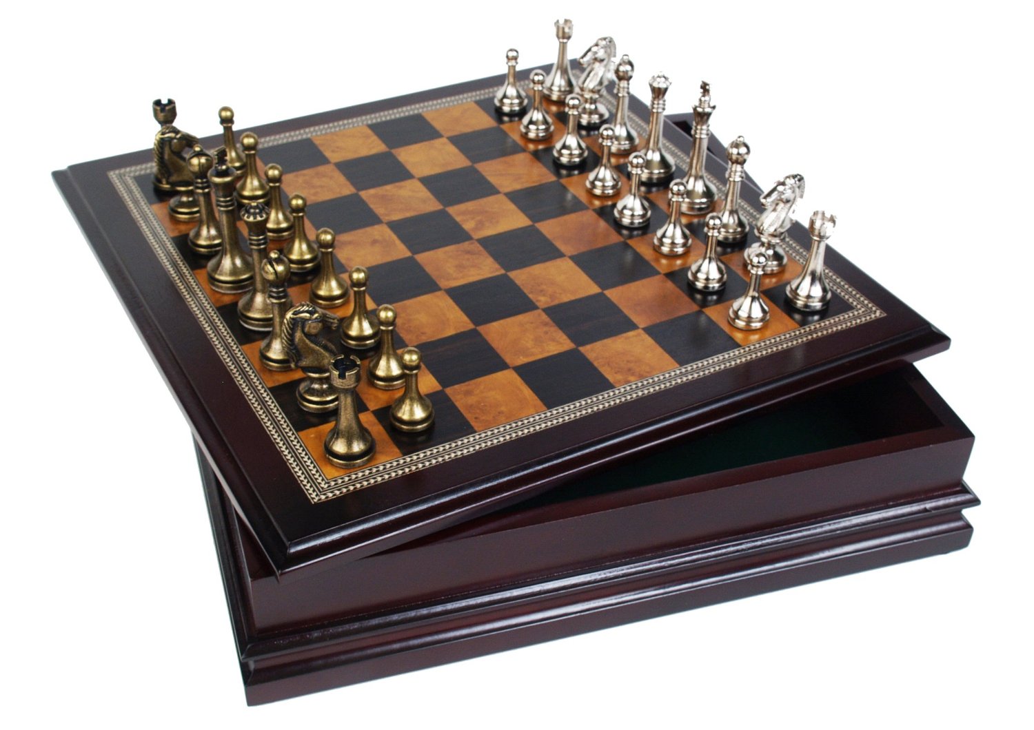 chees set goft idea fathers day 2016 Metal Chess Set With Deluxe Wood Board