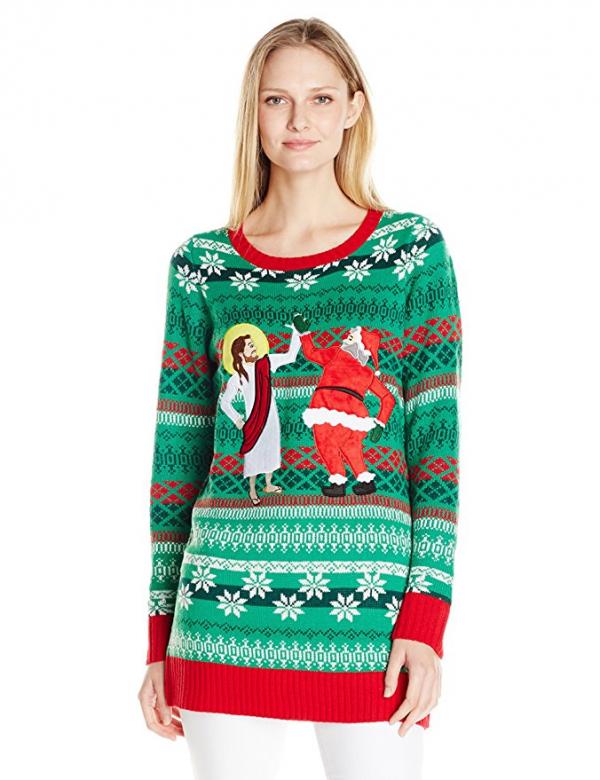 Jesus Santa Hi Five Ugly Christmas Sweater