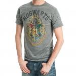 Harry Potter Hogwarts Crest Mens Grey T-Shirt