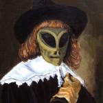old famous painting parody with alien