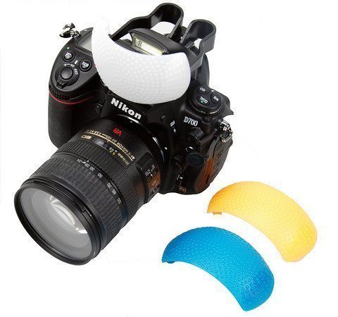 Flash Diffuser with Orange, White and Blue Filter