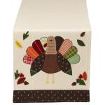 Polyester Table Runner with Embroidered Turkey