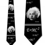 Albert Einstein Tie Scientist Necktie Black for Men by Three Rooker
