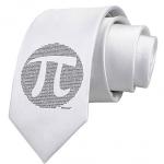 TooLoud Pi Day Design – Pi Circle Cutout Printed White Neck Tie