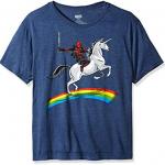 Marvel Men’s Deadpool Riding A Unicorn On A Rainbow T-Shirt 
