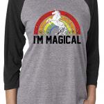 SoRock Im Magical Rainbow Unicorn Sleeve Tshirt Heather Grey