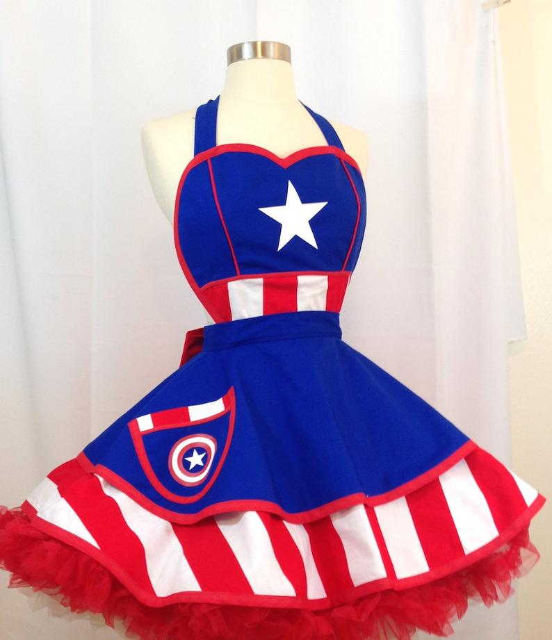 Captain America pinup halloween costume apron