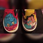 Aladdin, Jasmin and Genie in Handpainted Canvas Shoes