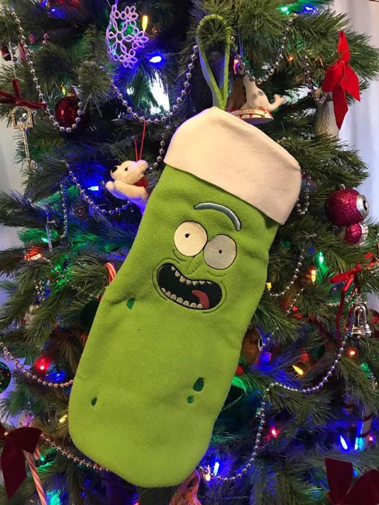 Pickle Rick Christmas stocking