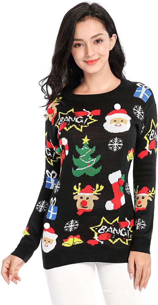 Women Vintage Funny Merry Tunic Knit Sweaters
