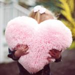 Fluffy Pink Heart Shaped Decorative Pillow