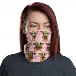 Pink-Colored Baby Yoda Face Mask: Neck Gaiter
