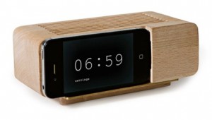 wooden iphone dock clock