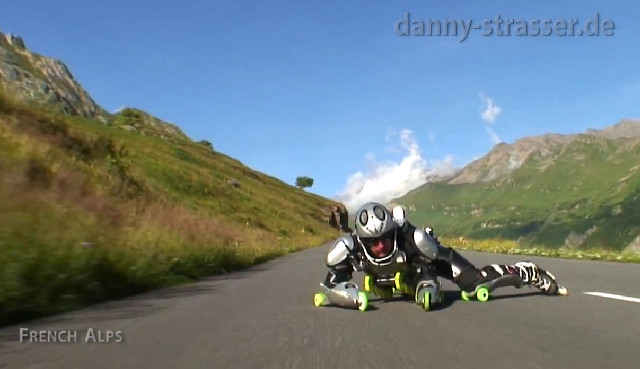 Crazy Man Rolls Down the Alps in Rollerblade Suit